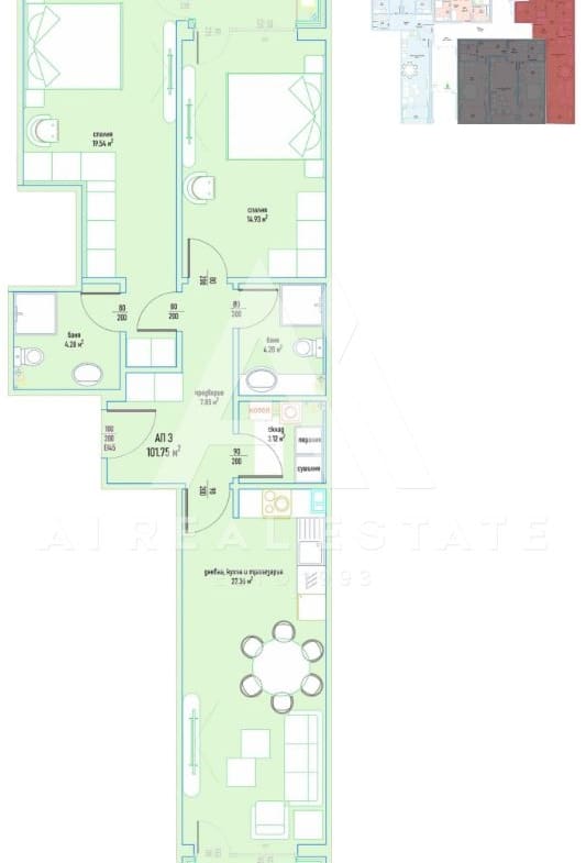 Тристаен апартамент в луксозен жилищен комплекс в Малинова долина вх.6 ап.3 - 0