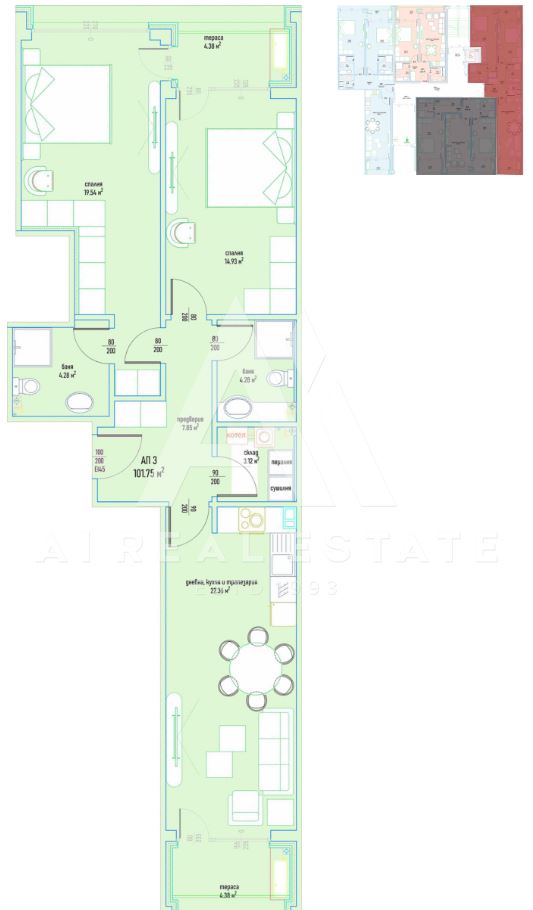 Тристаен апартамент в луксозен жилищен комплекс в Малинова долина вх.6 ап.3 - 0