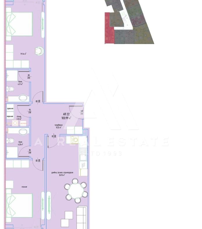 Тристаен апартамент в луксозен жилищен комплекс в Малинова долина вх.4 ап.22 - 0