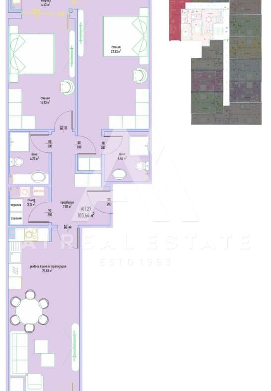 Тристаен апартамент в луксозен жилищен комплекс в Малинова долина вх.5 ап.27 - 0