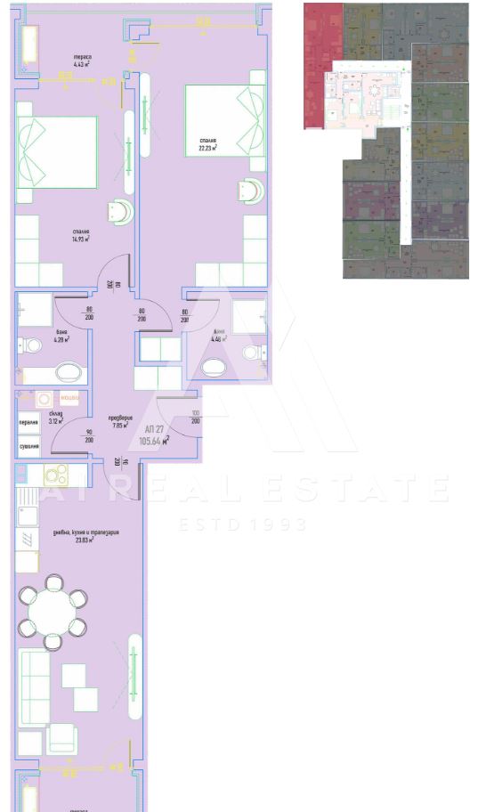 Тристаен апартамент в луксозен жилищен комплекс в Малинова долина вх.5 ап.27 - 0