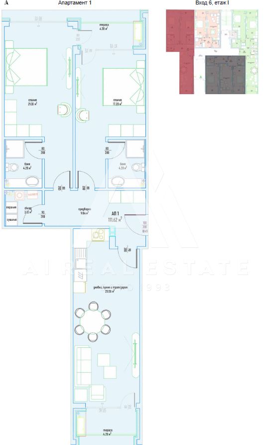 Тристаен апартамент в луксозен жилищен комплекс в Малинова долина вх.6 ап.1 - 0