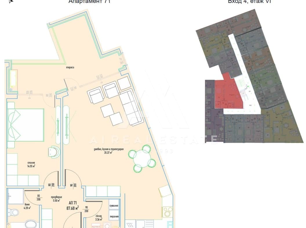 Двустаен апартамент в луксозен жилищен комплекс в Малинова долина вх.4 ап.71 - 0