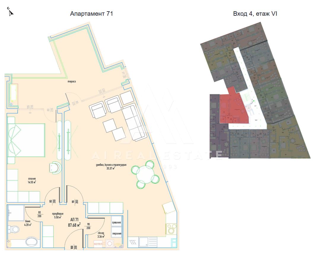 Двустаен апартамент в луксозен жилищен комплекс в Малинова долина вх.4 ап.71 - 0