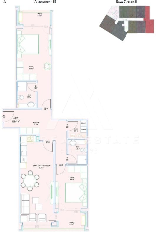 Тристаен апартамент в луксозен жилищен комплекс в Малинова долина вх.7 ап.15 - 0