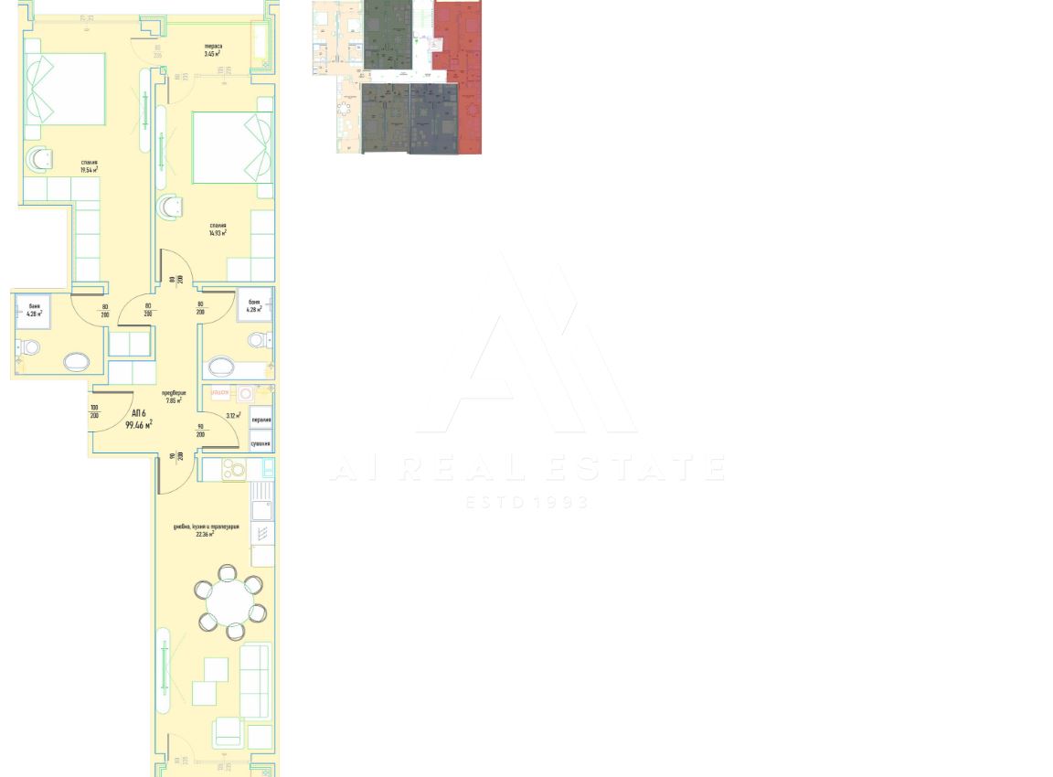 Тристаен апартамент в луксозен жилищен комплекс в Малинова долина вх.3 ап.6 - 0