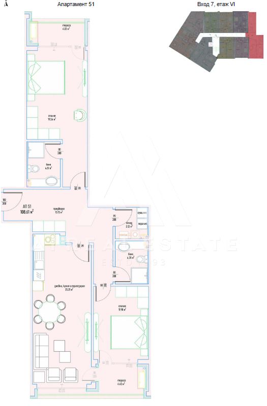 Тристаен апартамент в луксозен жилищен комплекс в Малинова долина вх.7 ап.51 - 0
