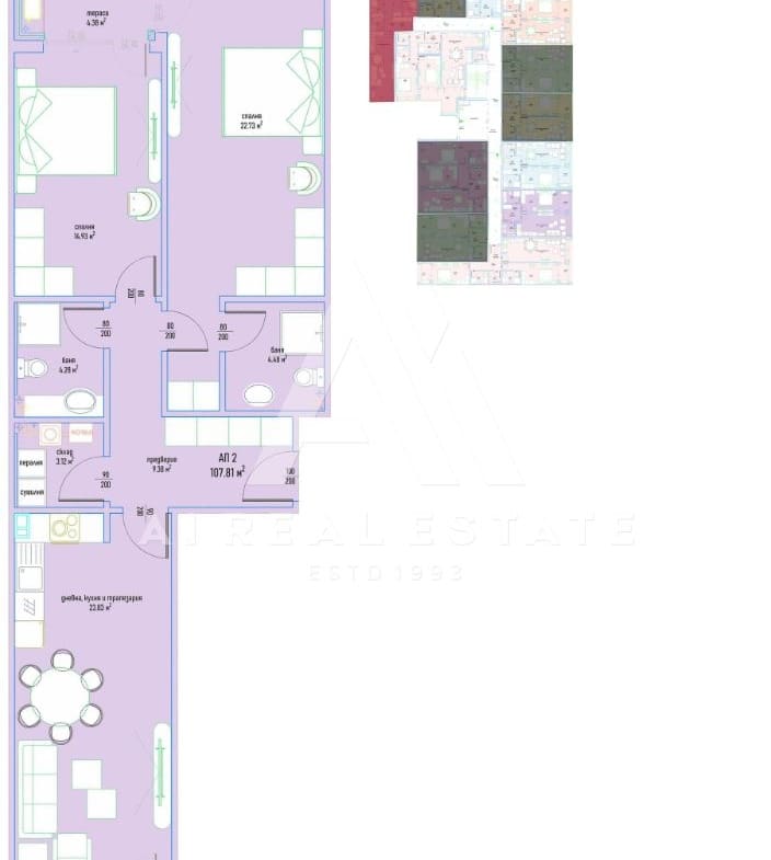 Тристаен апартамент в луксозен жилищен комплекс в Малинова долина вх.5 ап.2 - 0