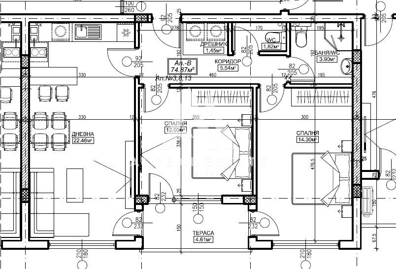 Тристаен апартамент M&G - S.M.4 - 0