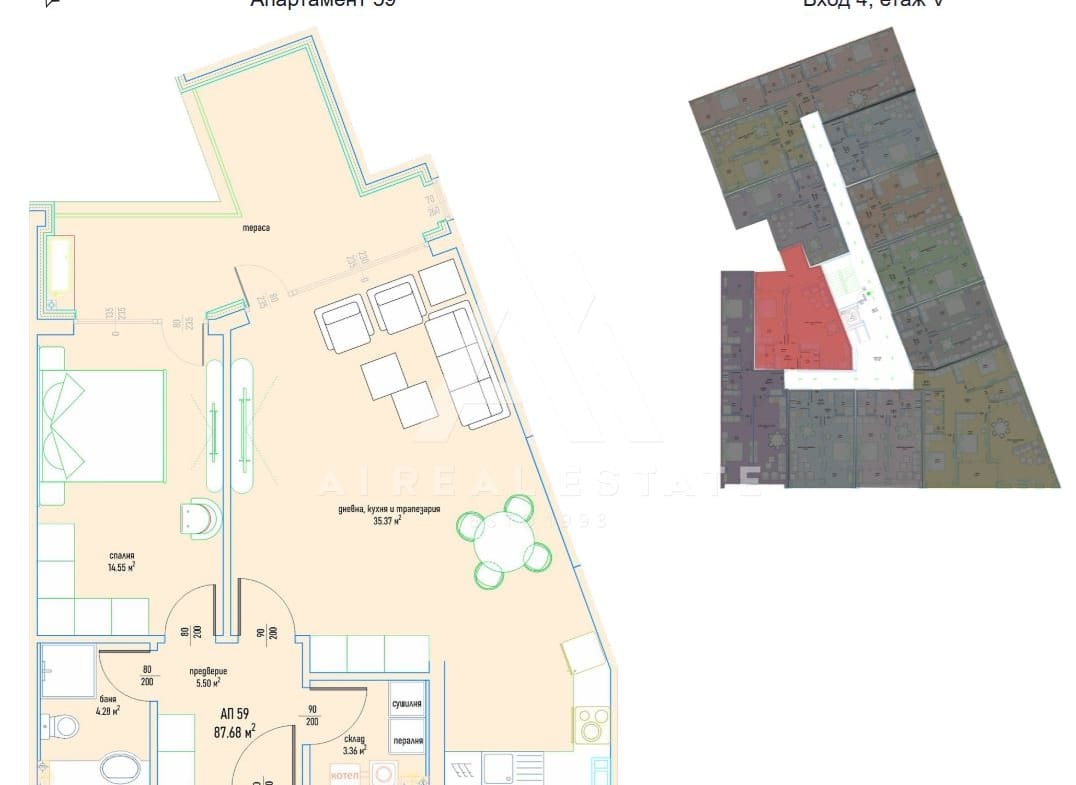 Двустаен апартамент в луксозен жилищен комплекс в Малинова долина вх.4 ап.59 - 0