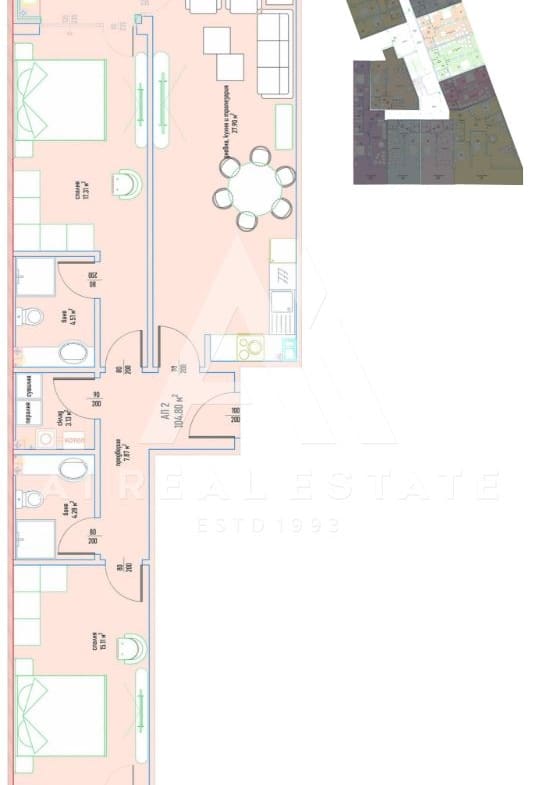 Тристаен апартамент в луксозен жилищен комплекс в Малинова долина вх.4 ап.2 - 0