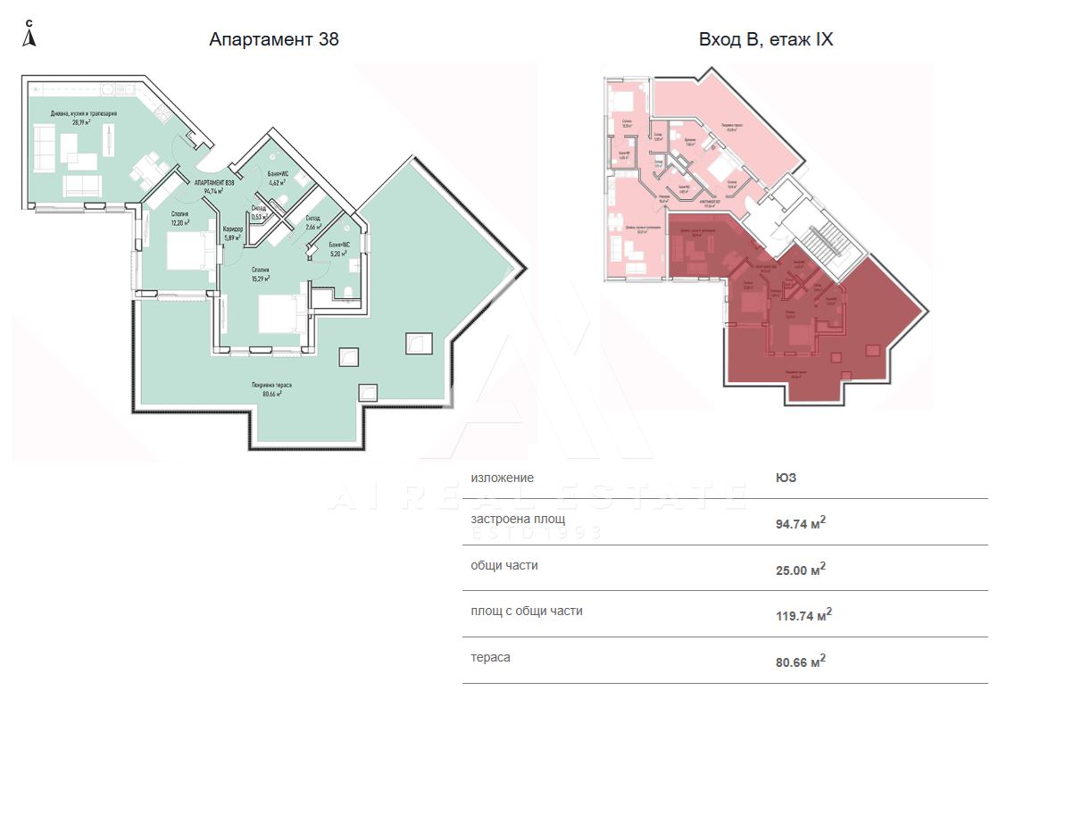Просторен тристаен апартамент до Бизнес парк София - вх. В ап.В38 - 0