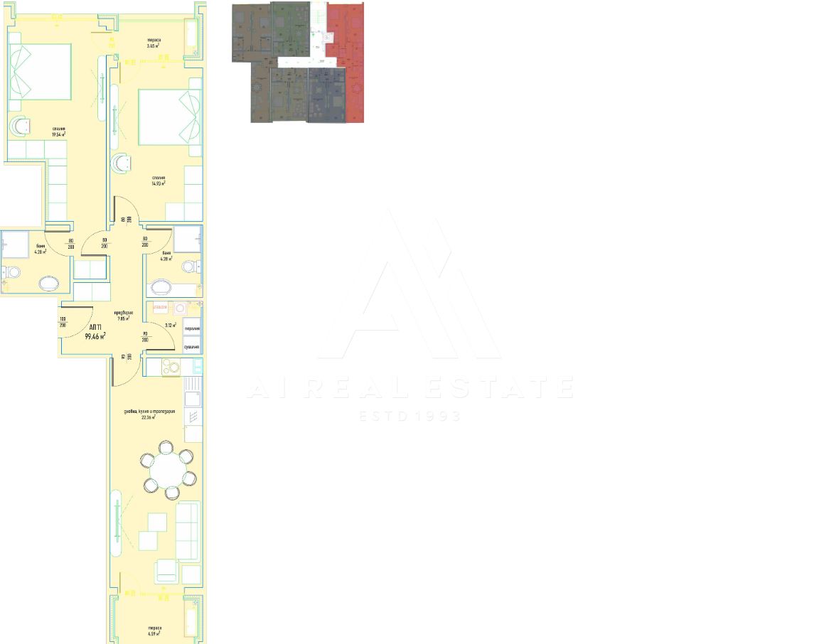 Three-room apartment in a luxury residential complex in Malinova Dolina, entrance 3, apt. 11-0 Тристаен апартамент в луксозен жилищен комплекс в Малинова долина вх.3 ап.11 - 0