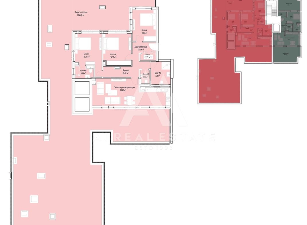 Четиристаен апартамент с покривна тераса 300 м2 до Бизнес парк София - вх. Б ап.28 - 0