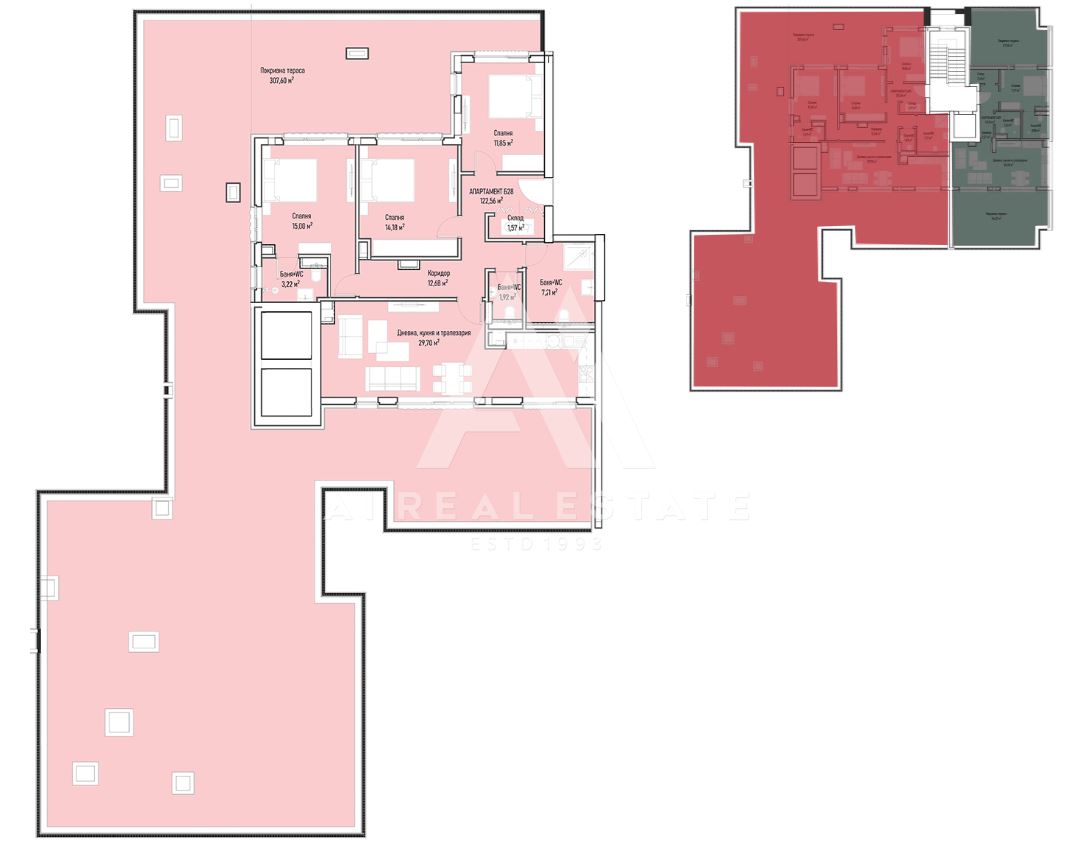 Четиристаен апартамент с покривна тераса 300 м2 до Бизнес парк София - вх. Б ап.28 - 0