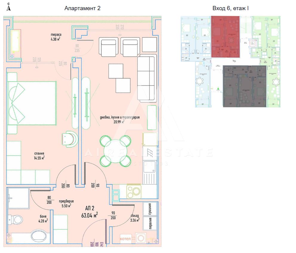 Two-room apartment in a luxury residential complex in Malinova Dolina, entrance 6, apt. 2-0 Двустаен апартамент в луксозен жилищен комплекс в Малинова долина вх.6 ап.2 - 0