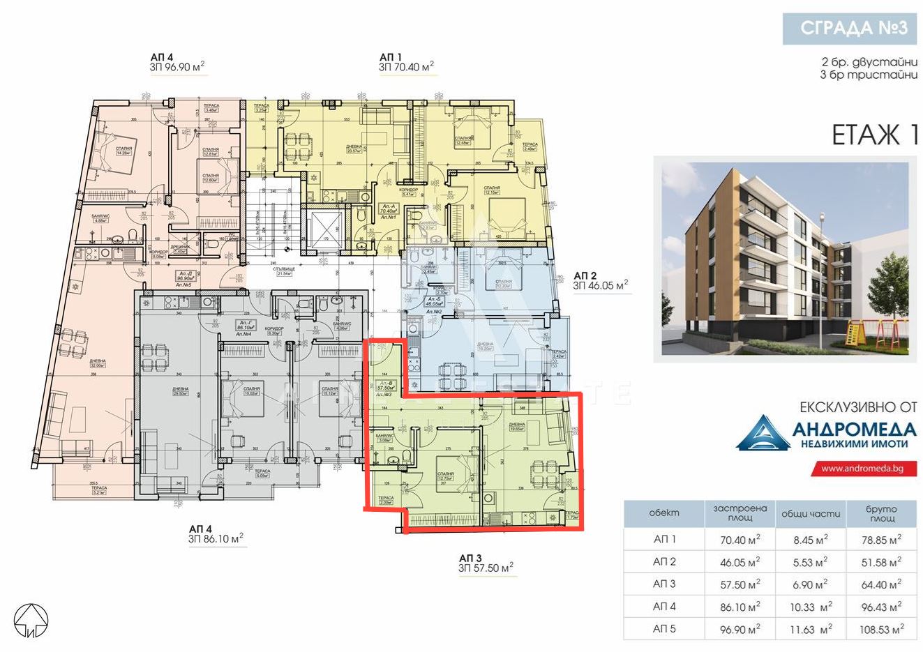Двустаен апартамент в M&G - S.M.3! - 0